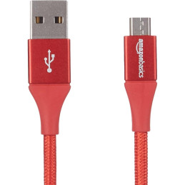 Kabel USB 2.0 - Micro USB, oplot pleciony czerwony 0,3m