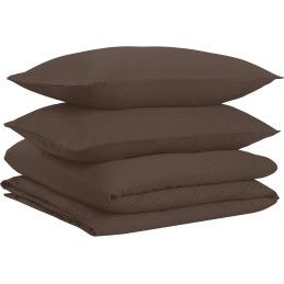 Zestaw poszewek pościel satyna 200 x 200 cm / 50 x 80 cm x 2, brązowy